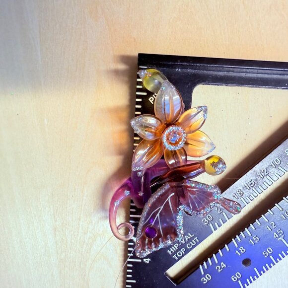 Ashton Drake Heirloom Butterfly Ornament Glass VTG Daffodils Delight Artistic - Picture 12 of 14